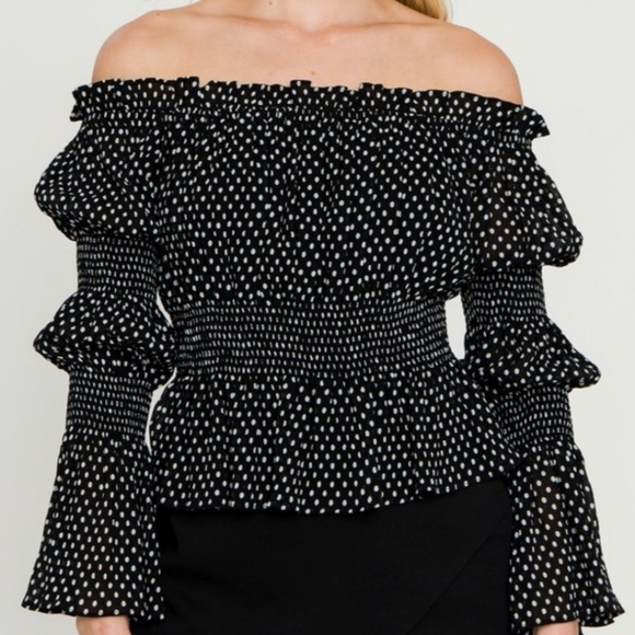 Polka Dot Off the Shoulder Top - Picture 6 of 7